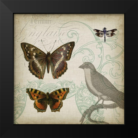 Cartouche and Wings III Black Modern Wood Framed Art Print by Goldberger, Jennifer