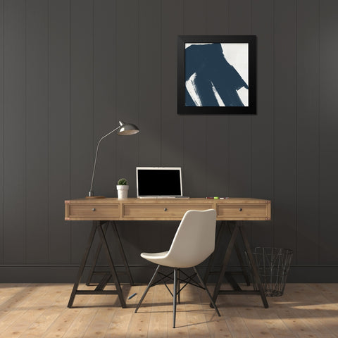 Custom Block Brushwork III Black Modern Wood Framed Art Print by Vess, June Erica