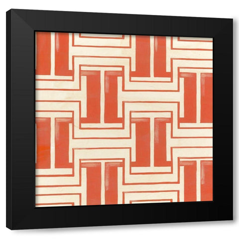 Retro Blockprint V Black Modern Wood Framed Art Print by Vess, June Erica