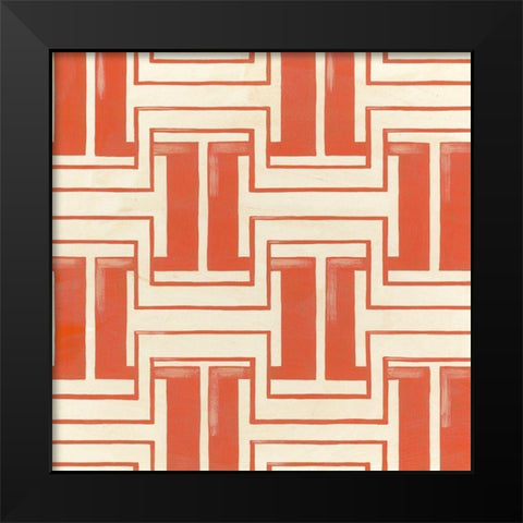 Retro Blockprint V Black Modern Wood Framed Art Print by Vess, June Erica