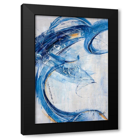 Blue Sweep Black Modern Wood Framed Art Print with Double Matting by Douglass, Farrell