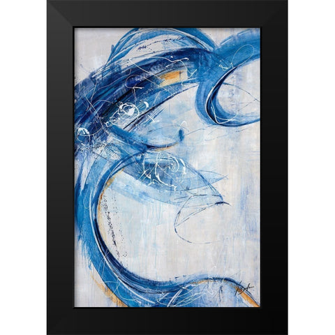 Blue Sweep Black Modern Wood Framed Art Print by Douglass, Farrell