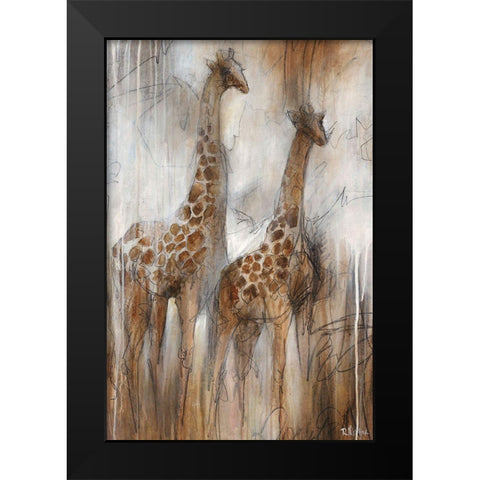 Giraffe Study Black Modern Wood Framed Art Print by Drotar, Rikki