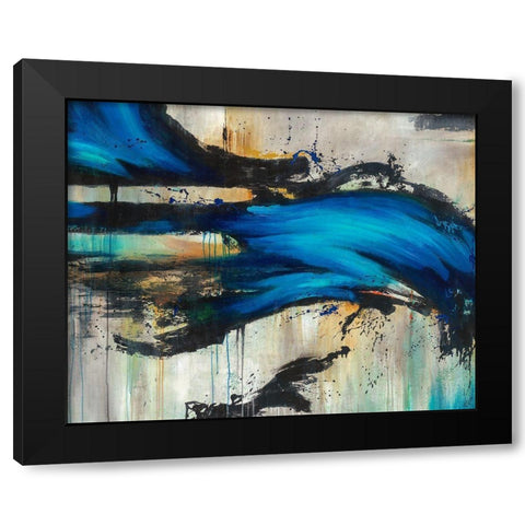 Midnight Splash Black Modern Wood Framed Art Print by Drotar, Rikki