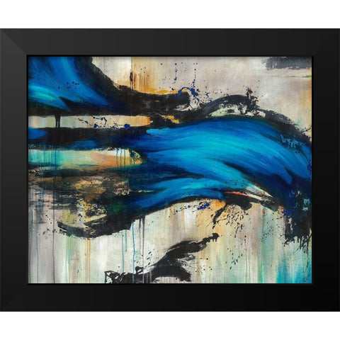 Midnight Splash Black Modern Wood Framed Art Print by Drotar, Rikki