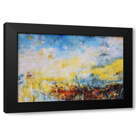 Teal Fields Black Modern Wood Framed Art Print with Double Matting by Maas, Jodi