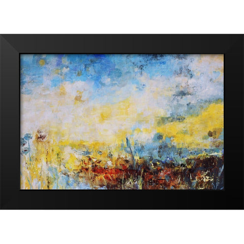 Teal Fields Black Modern Wood Framed Art Print by Maas, Jodi