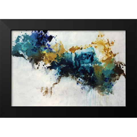 Teal Splat Black Modern Wood Framed Art Print by Taylor, Kari