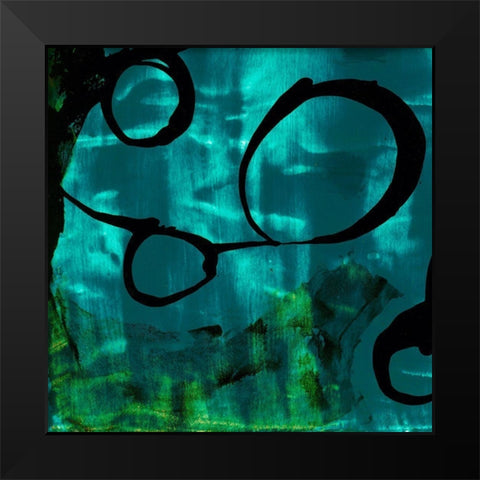 Turquoise Element II Black Modern Wood Framed Art Print by Jasper, Sisa