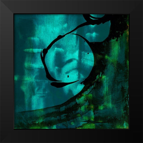 Turquoise Element III Black Modern Wood Framed Art Print by Jasper, Sisa