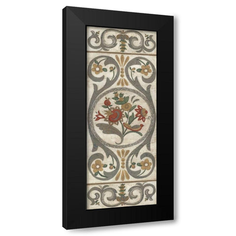 Tudor Rose Panel I Black Modern Wood Framed Art Print by Zarris, Chariklia