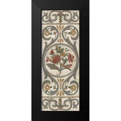 Tudor Rose Panel I Black Modern Wood Framed Art Print by Zarris, Chariklia