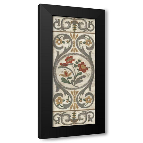 Tudor Rose Panel II Black Modern Wood Framed Art Print by Zarris, Chariklia