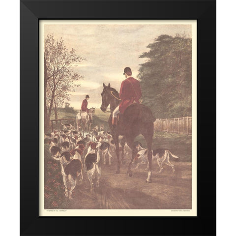 Evening - Returning to the Kennels Black Modern Wood Framed Art Print by Douglas, Edward A.S.