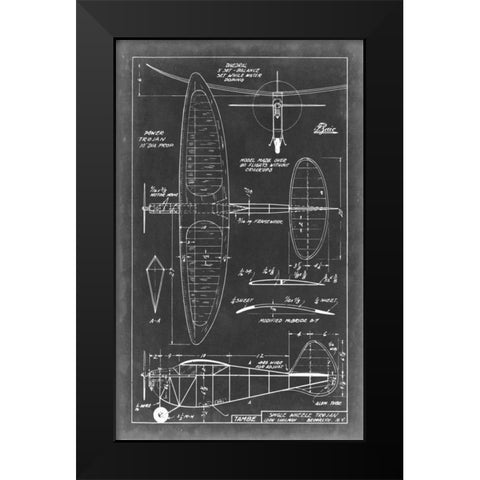 Aeronautic Blueprint I Black Modern Wood Framed Art Print by Vision Studio