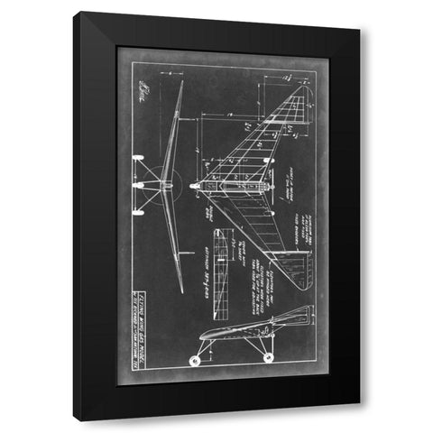 Aeronautic Blueprint V Black Modern Wood Framed Art Print by Vision Studio