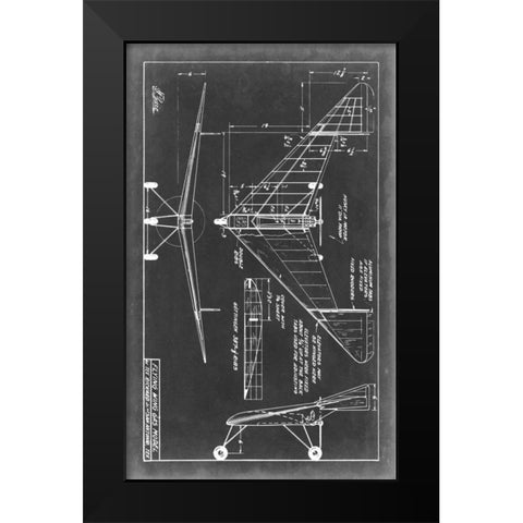 Aeronautic Blueprint V Black Modern Wood Framed Art Print by Vision Studio