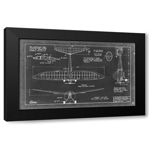 Aeronautic Blueprint VI Black Modern Wood Framed Art Print with Double Matting by Vision Studio