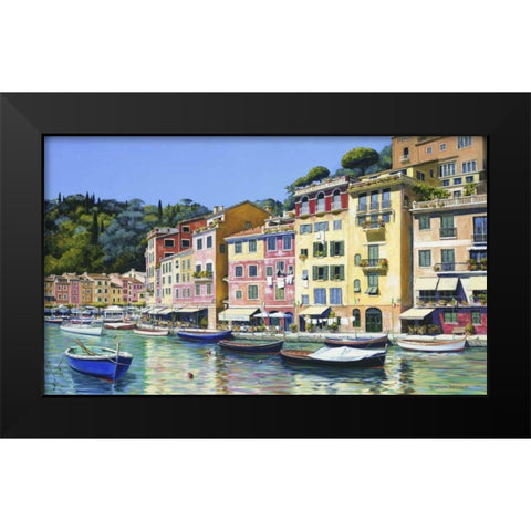 Portofino Black Modern Wood Framed Art Print by Swanson, Michael