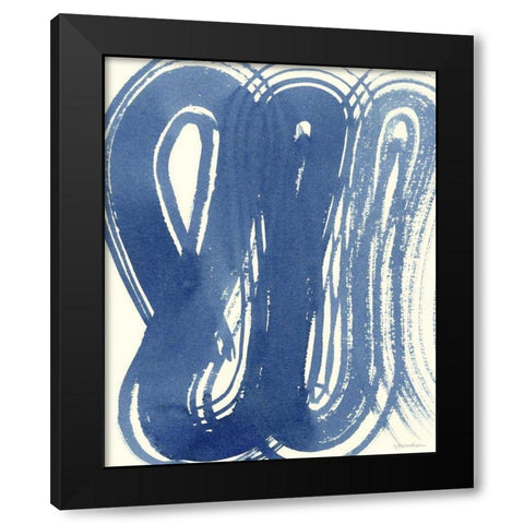 Macrame Blue V Black Modern Wood Framed Art Print with Double Matting by Lam, Vanna