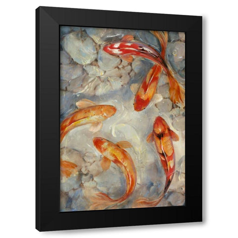 Vibrant Koi II Black Modern Wood Framed Art Print with Double Matting by OToole, Tim