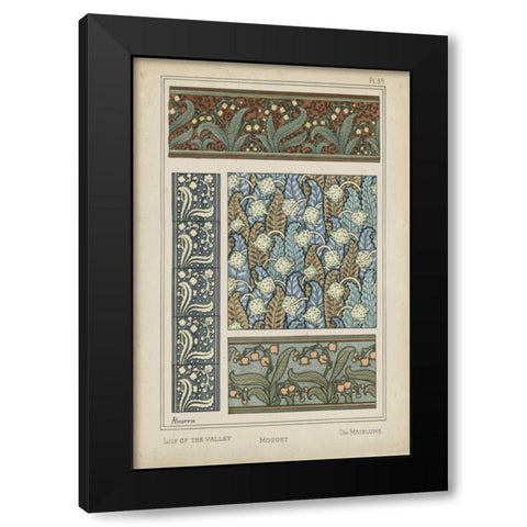 Nouveau Floral Design IV Black Modern Wood Framed Art Print with Double Matting by Vision Studio