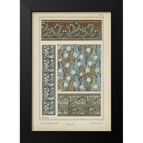 Nouveau Floral Design IV Black Modern Wood Framed Art Print by Vision Studio