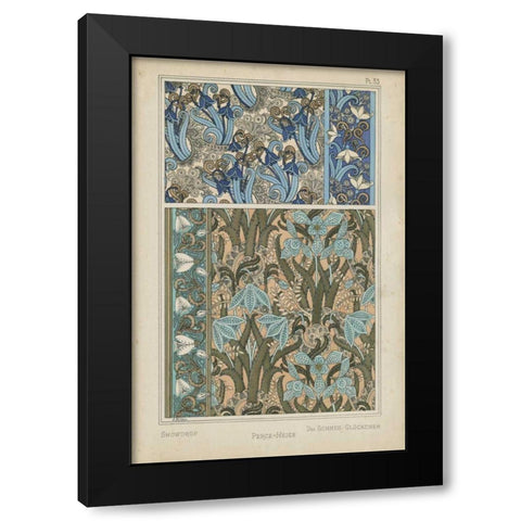 Nouveau Floral Design VII Black Modern Wood Framed Art Print with Double Matting by Vision Studio