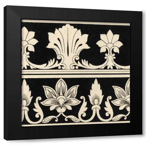 Ornamental Tile Motif II Black Modern Wood Framed Art Print with Double Matting by Vision Studio