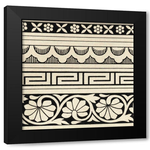 Ornamental Tile Motif III Black Modern Wood Framed Art Print with Double Matting by Vision Studio