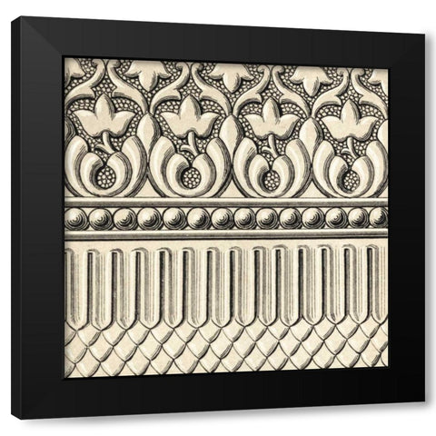 Ornamental Tile Motif V Black Modern Wood Framed Art Print by Vision Studio