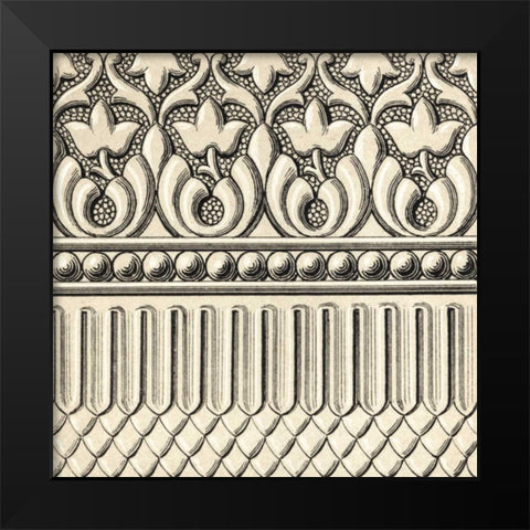 Ornamental Tile Motif V Black Modern Wood Framed Art Print by Vision Studio