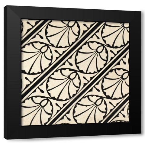 Ornamental Tile Motif VI Black Modern Wood Framed Art Print with Double Matting by Vision Studio