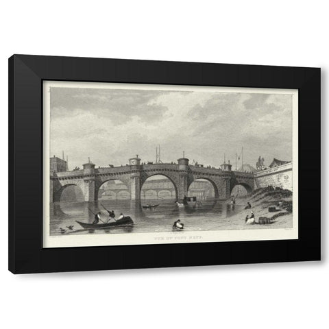 Vue Du Pont Neuf Black Modern Wood Framed Art Print with Double Matting by Pugin, A.