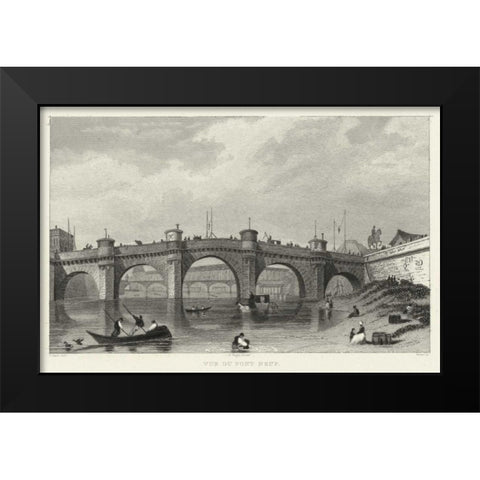 Vue Du Pont Neuf Black Modern Wood Framed Art Print by Pugin, A.