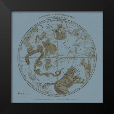 Northern Circumpolar Map Black Modern Wood Framed Art Print by Evans, W.G.