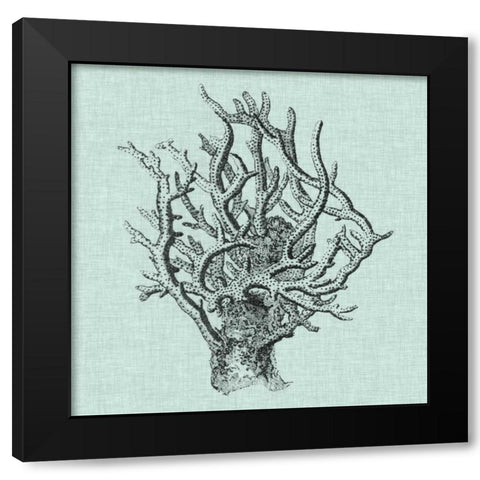 Serene Coral II Black Modern Wood Framed Art Print with Double Matting by Vision Studio