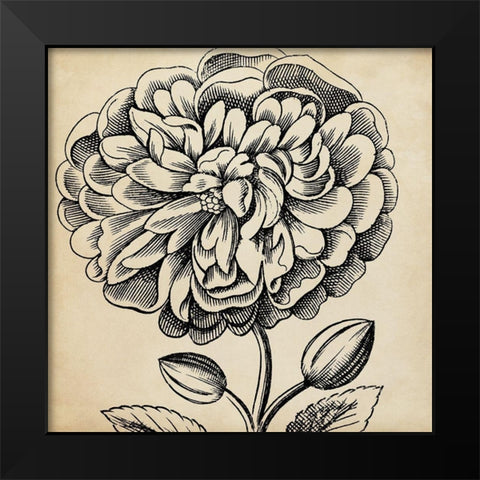 Graphic Floral V Black Modern Wood Framed Art Print by Vision Studio