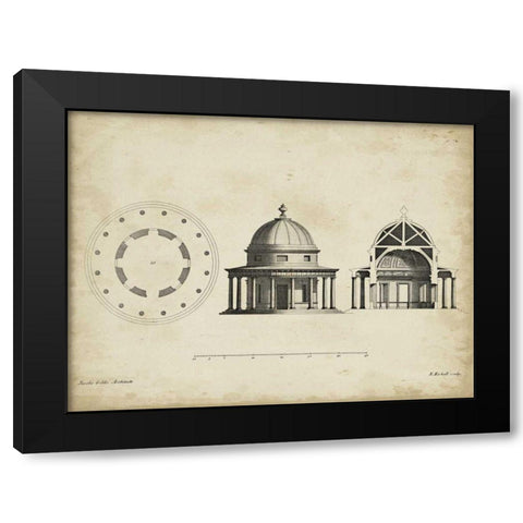 Building Section and Plan II Black Modern Wood Framed Art Print by Gibbs, James