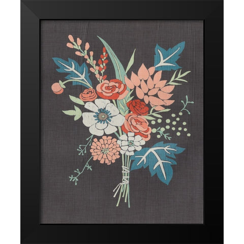 Coral Bouquet I Black Modern Wood Framed Art Print by Zarris, Chariklia