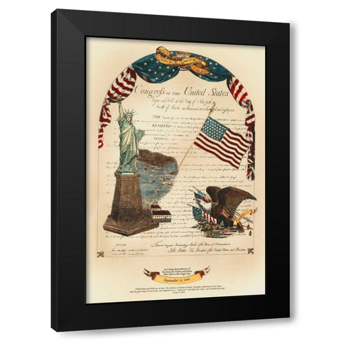Let Freedom Ring I Black Modern Wood Framed Art Print with Double Matting by Bookman, D.