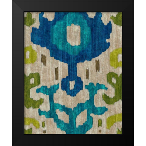 Teal Ikat I Black Modern Wood Framed Art Print by Zarris, Chariklia