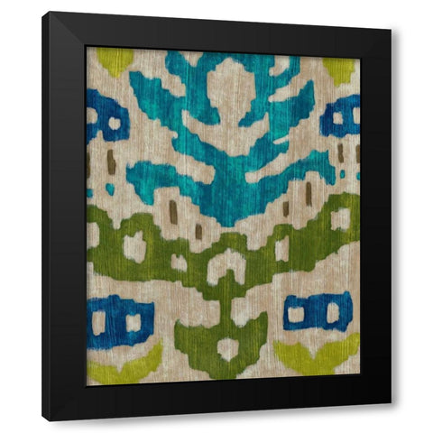 Teal Ikat II Black Modern Wood Framed Art Print with Double Matting by Zarris, Chariklia