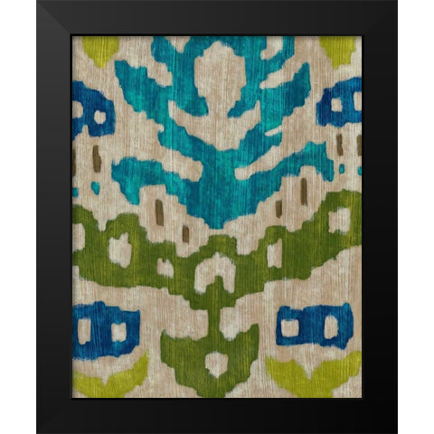 Teal Ikat II Black Modern Wood Framed Art Print by Zarris, Chariklia