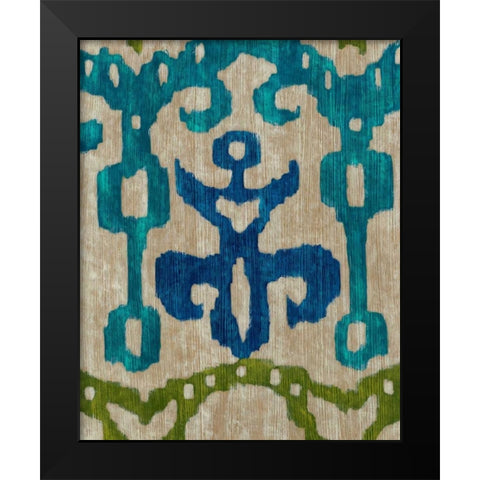 Teal Ikat III Black Modern Wood Framed Art Print by Zarris, Chariklia