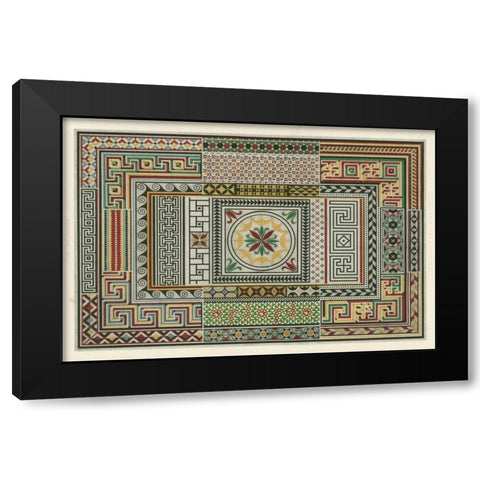 Pompeian Design Black Modern Wood Framed Art Print by Jones, Owen
