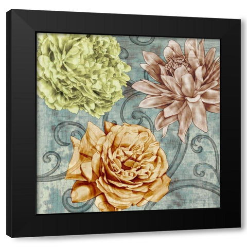 Flower Fetti II Black Modern Wood Framed Art Print with Double Matting by Goldberger, Jennifer