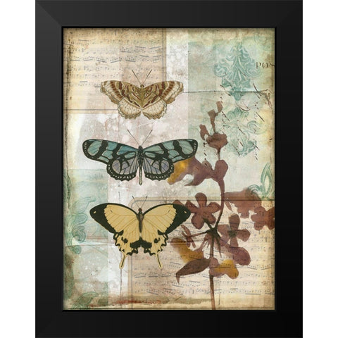 Music Box Butterflies I Black Modern Wood Framed Art Print by Goldberger, Jennifer