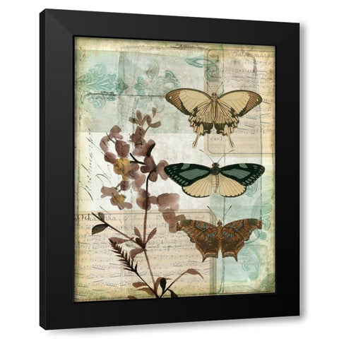 Music Box Butterflies II Black Modern Wood Framed Art Print by Goldberger, Jennifer