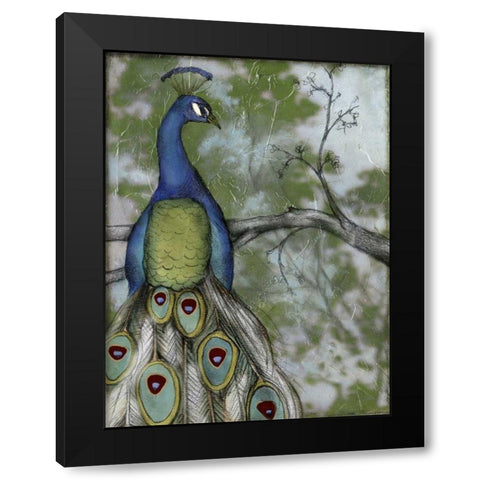 Peacock Reflections II Black Modern Wood Framed Art Print with Double Matting by Goldberger, Jennifer